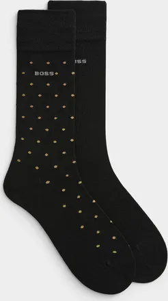 BOSS Mens Solid/dot bamboo dress socks 2-pack