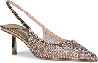 Le Silla Womens Slingback Pumps Gilda Gold Polyester High Heel Shoes