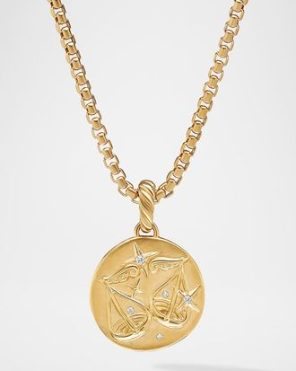David Yurman Libra Amulet with Diamonds in 18K Gold, 28.7mm