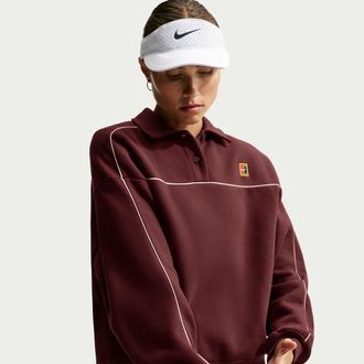 Nike Womens Court Court Collection Long-Sleeve Fleece Tennis Top in Purple | IU3253-658