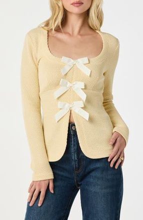 ASTR the Label Split Front Bow Top in Yellow at Nordstrom Rack, Size X-Large