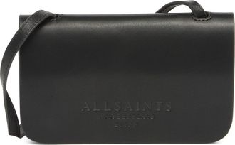 AllSaints Ludivene Crossbody Leather Wallet in Black at Nordstrom Rack