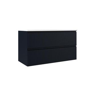 Saniclass Prime Blend Wastafelonderkast - 100x55x45.9cm - 2 lades - geintegreerde greep - MDF - mat marine blauw