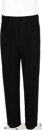 Homme Pliss&eacute; Issey Miyake Black Textured Pleated Polyester Formal Pants