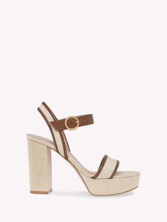 Gianvito Rossi Milos Sandals in Brown Fabric And Nappa at Nordstrom, Size 39.5