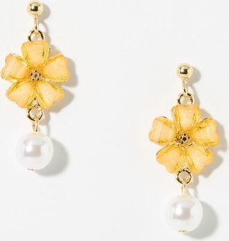 Simons Womens Flower and pearl earrings