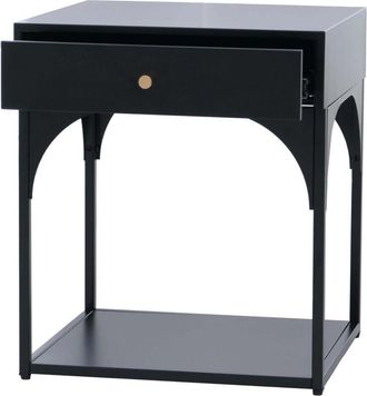 Hhg Mesita De Noche Hhg-448, C&oacute;moda, Mesita Auxiliar, Mesita De Noche, Caj&oacute;n Met&aacute;lico 50 X 43 X 41 Cm, Negro
