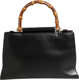 Gucci Nymphaea Bamboo Top Handle Leather Womens Bag (Pre-Owned)