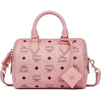 MCM Small Ella Boston Bag in Visetos in Soft Pink at Nordstrom
