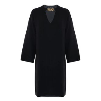 Kocca Knitted Dresses, female, Black, Size: L Chain Embellished Knitted V-Neck Dress