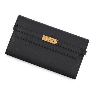 Herm&egrave;s Black Epsom Leather Long Wallet (Bi-Fold) (Pre-Owned)