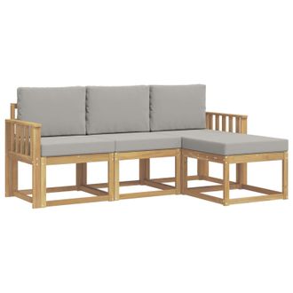 vidaXL Conjunto De Sof&aacute;s De Exterior 4 Pcs Blanco Y Gris Claro Vidaxl