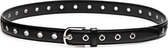 Toteme Eyelet-embellished Leather Belt - Black - 80 (UK10/ M)