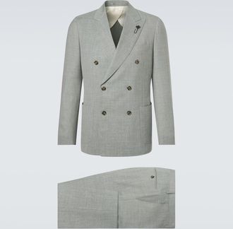 Lardini Double-breasted wool, silk, and linen suit