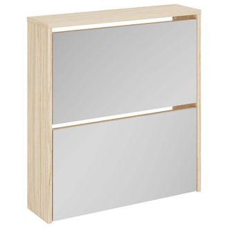 vidaXL Vidaxl - Mueble Zapatero 2 Compartimentos Espejo Color Roble 63x17x67cm