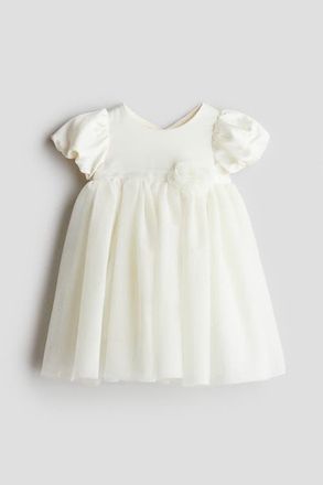 H&M Tulle-skirt Satin Dress in White at Nordstrom, Size 12M