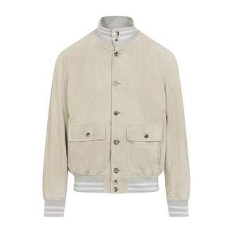 Ralph Lauren Purple Label Bomberjack - Heren - Bomber jackets - Beige - M - Su&egrave;de - Jassen