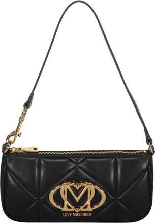 Love Moschino Elegante Schoudertas met Metallic Logo - Dames - Schoudertassen - Zwart - ONE Size - Leer - Tassen