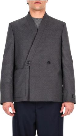 Kenzo Adjusted Kimono Tailored Jacket - Heren - Blazers - Grijs - S - Katoen - Jassen