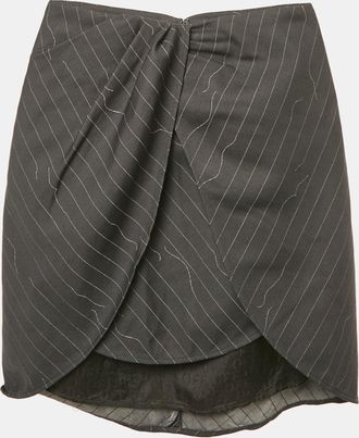 Off-white Grey Pinstripe Layered Mini Skirt