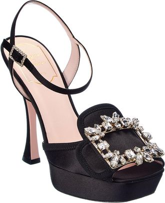 Roger Vivier Broche Buckle Satin Platform Sandal