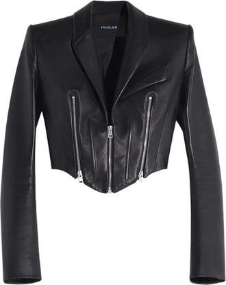 MUGLER Giacca crop con zip - Nero