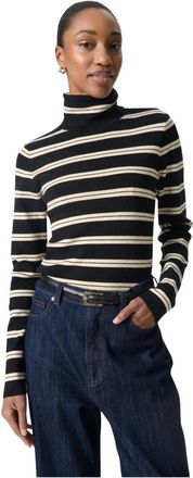 Soaked In Luxury SLSpina Rollneck met strepen - Dames - Truien - Zwart - Maat: XL Viscose
