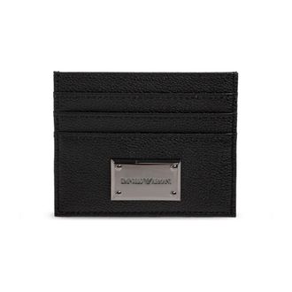 Emporio Armani Accessoires, Heren, Zwart, ONE Size, Leer, Lederen Kaarthouder