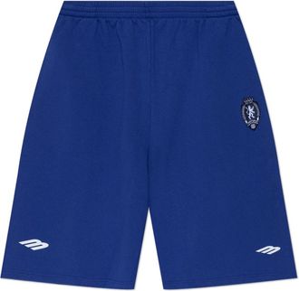 Balenciaga 3B Football Large Shorts - Heren - Korte Broeken - Blauw - M - Katoen - Korte Broeken