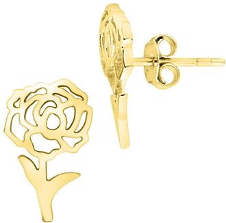 Sterling Forever 14K Gold Birth Flower Stud Earrings
