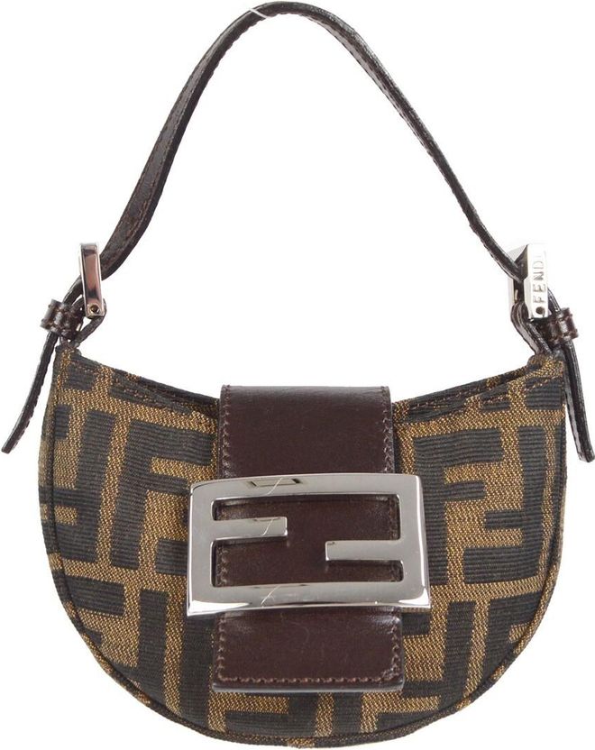 Vintage Croissant Bag Zucca Canvas Brown Canvas Handbag (Pre-Owned)