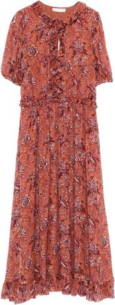 Ulla Johnson Rosamunde midi-jurk met bloemenprint en ruches - Bruin