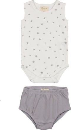 Maniere Cotton Tank Top & Bloomers Set in Grey at Nordstrom, Size 2T