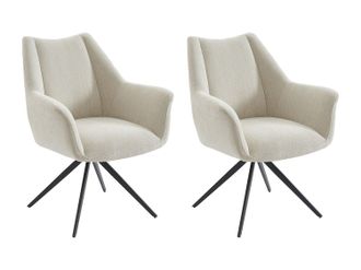 Vente-Unique Conjunto de 2 sillas con reposabrazos de tela y metal negro - Beige - KARDESA de Maison C&eacute;phy