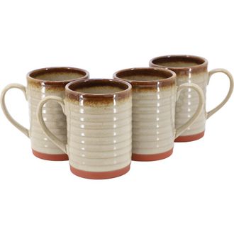 Gibson Home Terra Bella 4 Piece 18.5 Ounce Terracotta Mug Set in Grey at Nordstrom