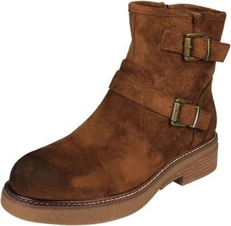 Loud Look Womens Ankle Boots Faux Suede Zip Buckle Design | Comfy Lightweight Winter Boots | Non-Slip Sole Casual Cuban Heel Fashion Shoes | Stylish Ladies Warm