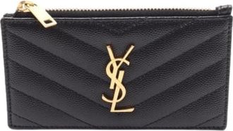 Saint Laurent Pre-owned Business Card Case - Dames - Vintage Accessoires - Zwart - ONE Size - Leer - Vintage