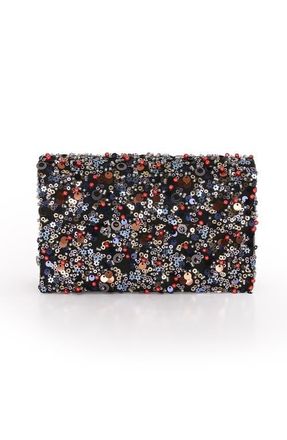 Badgley Mischka Aurora Beaded Mini Trapezoid Clutch in Black at Nordstrom, Size Small