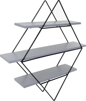 Hhg Nunca Usado] Estanter&iacute;a De Pared Hhg 842, Estanter&iacute;a Colgante, Dise&ntilde;o Industrial Madera Aut&eacute;ntica 60x55x12cm, Gris-azul