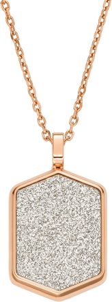 Fossil Womens Hazel Hexagon Glitz Paper Pendant Necklace