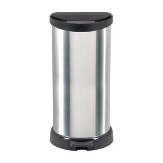 Dmora Dmora - Contenedor De Basura Renfrew, Cubo De La Basura, Papelera Para Recogida Selectiva De Residuos, Gabinete De Basura, 31x35 H70 Cm, Plata Y Negro