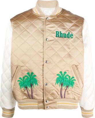 Rhude satin bomber jacket - men - Polyester/Elastane/Polyester/Polyester/TENCEL - M - Brown