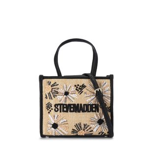 Steve Madden Womens Decor Bag Black Raffia Fabric - One Size