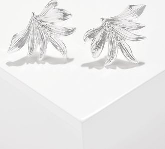 Talbots Palm Leaf Stud Earrings - Silver - 001 Talbots