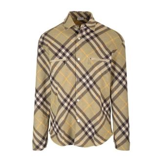 Burberry Plaid Wool Blend Shirt - - Shirts - Uomo - Beige - M