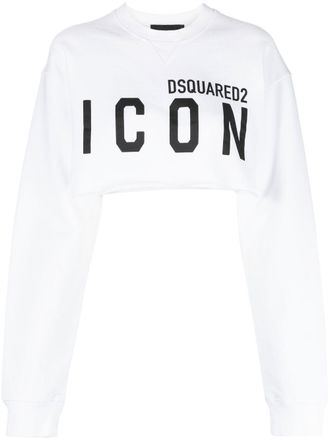 Dsquared2 Icon-print detail sweatshirt - women - Cotton - S - White