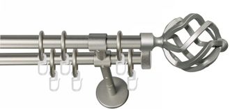 Garesa Gardinenstange »RUSTIKA« Ø 16 mm 2 läufig-läufig Wunschmasslänge rustikale Vorhanggarnitur, verlängerbar, m. Ringe, Endknopf Korb