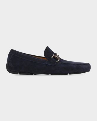 Ferragamo Men & apos;s Leather Gancini Driver Loafers