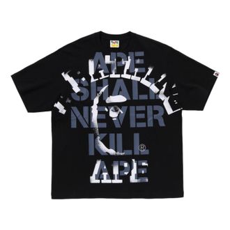 A Bathing Ape Spray Print College Relaxed Fit T-Shirt Black 1L30-110-329-BLK