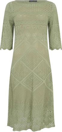 Alberta Ferretti Midi Jurk met Wijde Halslijn - Dames - Casual kleedjes - Groen - S - Katoen - Kleedjes